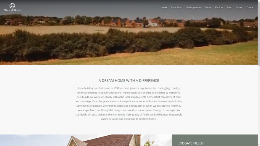 Screenshot of Abbeymill Homes | New and Existing Development Properties website