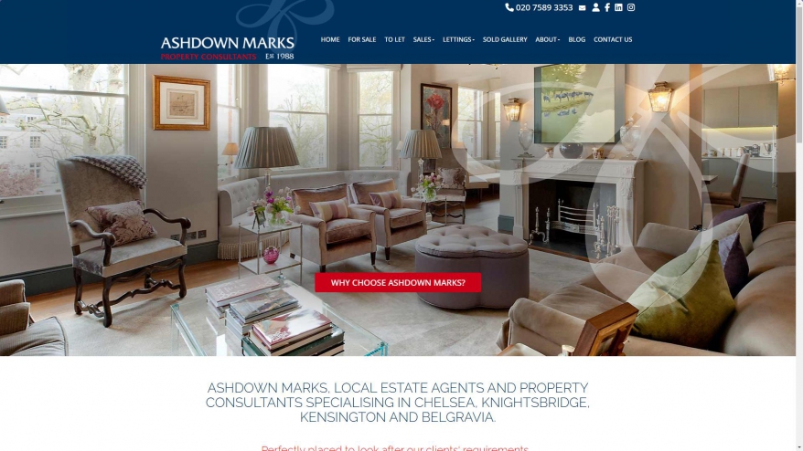Screenshot of Ashdown Marks - Chelsea Estate Agents website
