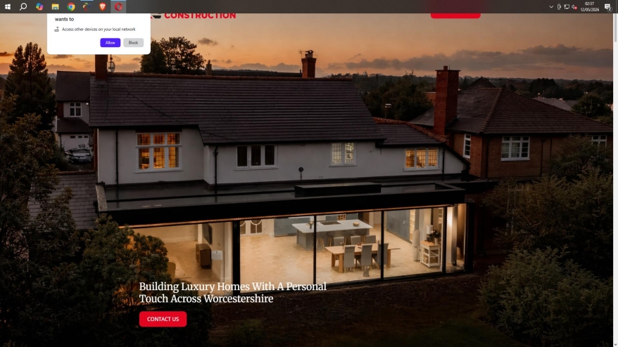 Screenshot of Chambers Construction Ltd website