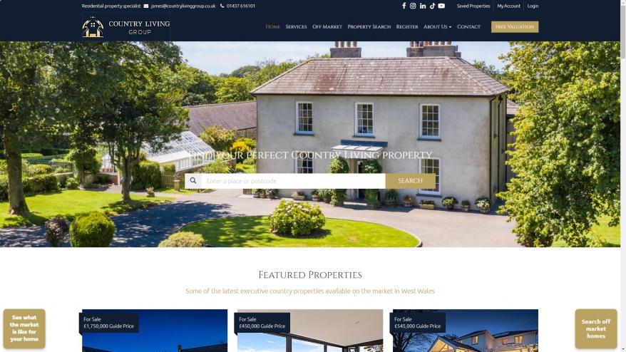 Screenshot of Country Living Group, Haverfordwest website