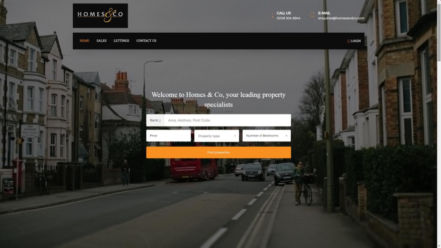 Screenshot of Homes & Co website