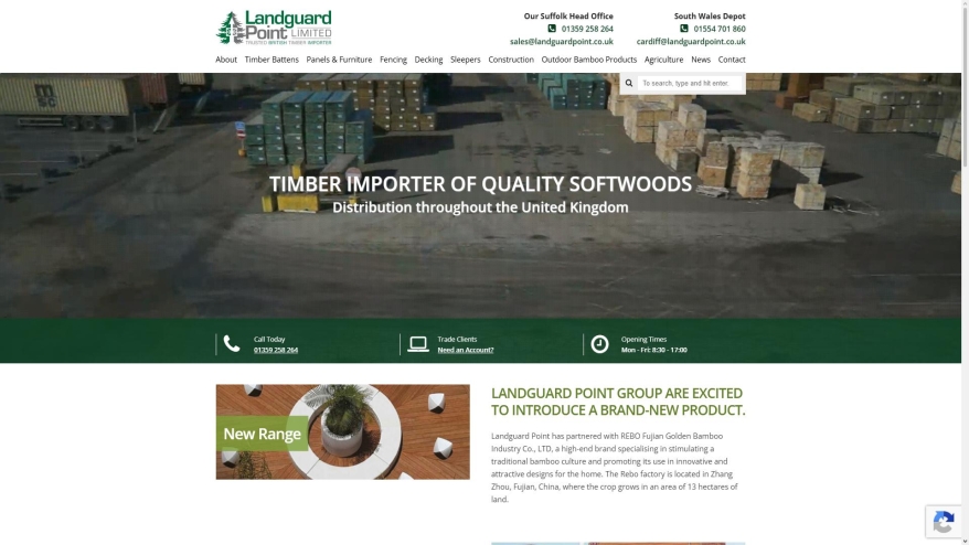 Screenshot of Landguard Point website