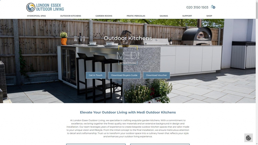 Screenshot of London Essex Outdoor Kitchens website