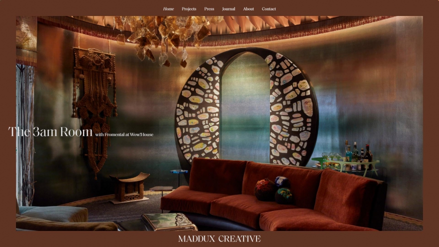 Screenshot of MADDUX CREATIVE website
