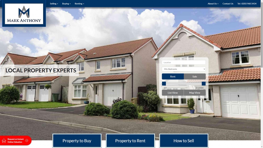 Screenshot of Mark Anthony Estates, N14 website
