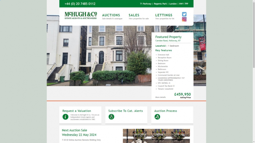 Screenshot of McHugh Co, London website