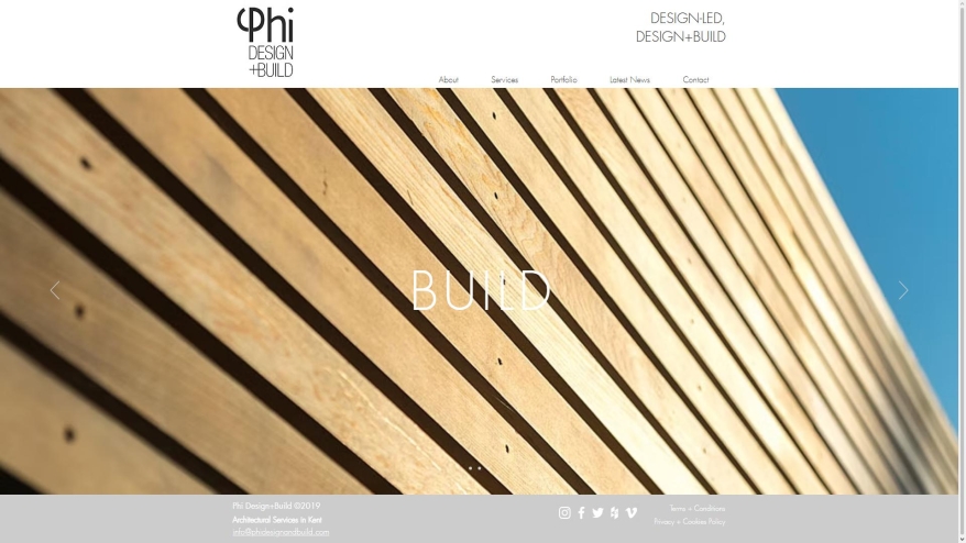 Screenshot of Phi Design + Build website
