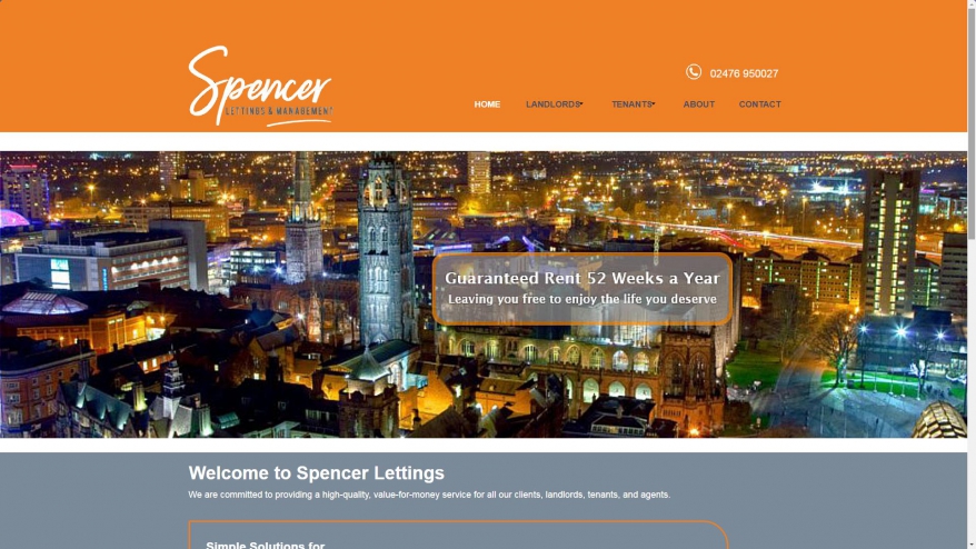Screenshot of Spencer Lettings & Management website