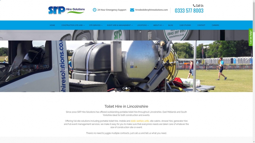 Screenshot of SRP Toilet Hire website