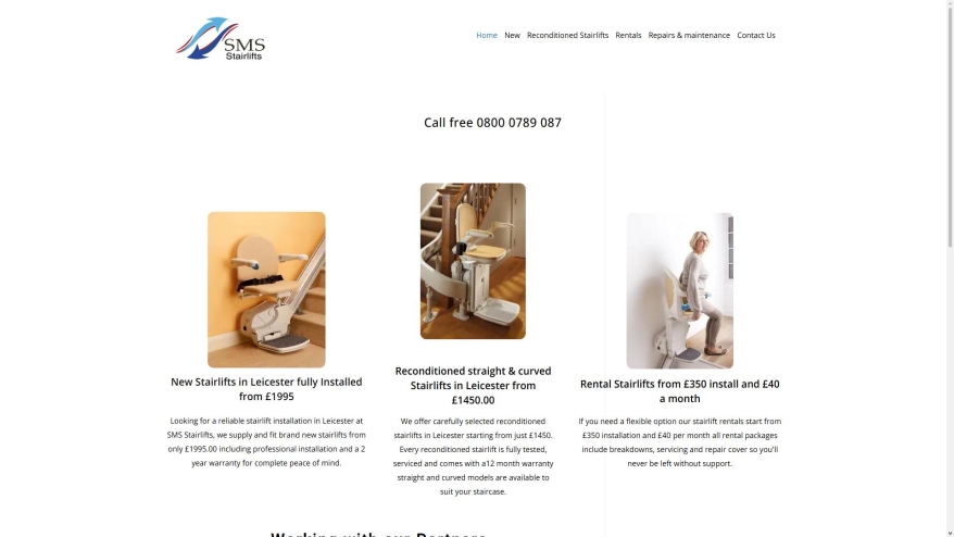 Screenshot of Stairlift Maintenance Services website