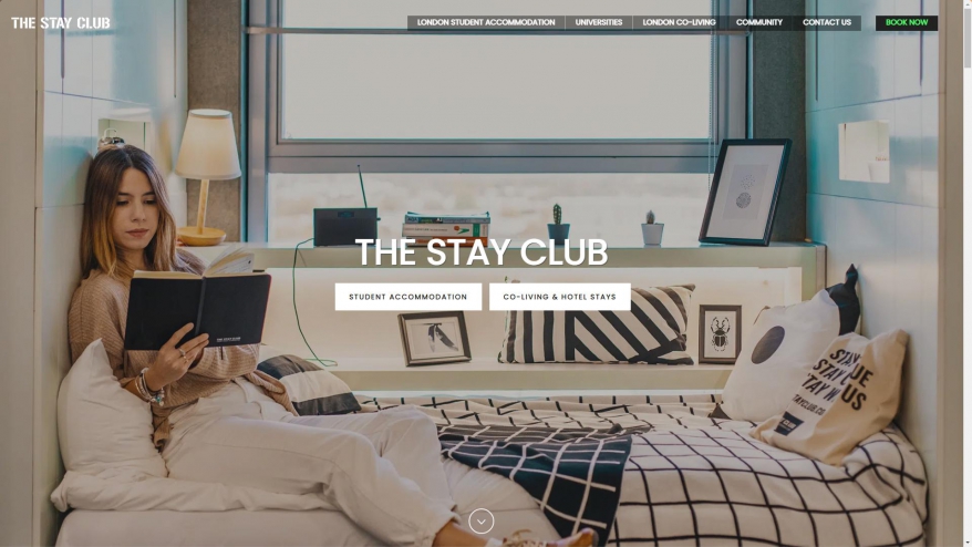 Screenshot of The Stay Club Camden website