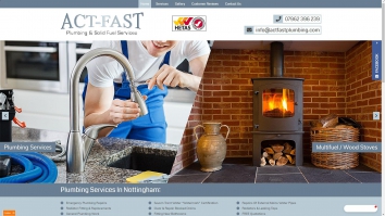 Screenshot of Act-fast Plumbing & Solid Fuel Services website