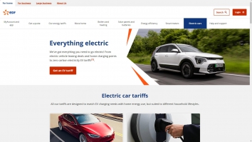Screenshot of Electric Cars (EVs) - Deals, Leasing, Tariffs and Charging Points | EDF website