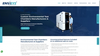 Screenshot of Climatic test chamber: Temperature controlled chamber manufacturer & supplier | USA, India website
