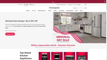 Screenshot of Frigidaire website