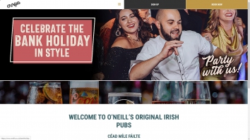 Screenshot of  O\'Neill\'s  website