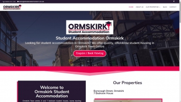 Screenshot of Ormskirk Student Accommodation website