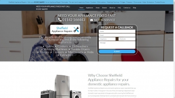 Screenshot of Sheffield Appliance Repairs - 01142 166443 - Local Same Day Service Engineers website