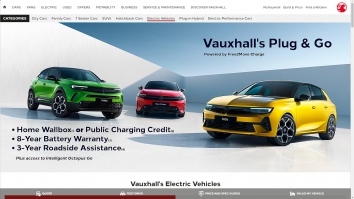Screenshot of Electric Vehicles | Discover the Electric Range | Vauxhall website